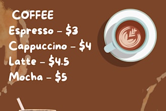 design modern coffee shop menu, cafe menu or food menu