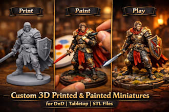 custom print and paint action figure dnd miniature mini painting resin tabletop