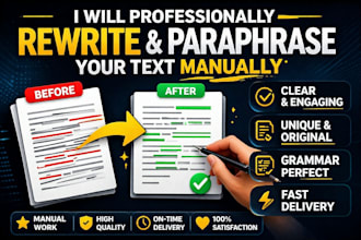 professionally rewrite and paraphrase your text manually