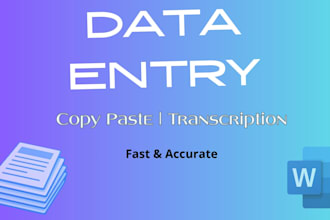 data entry, copy paste and transcription services