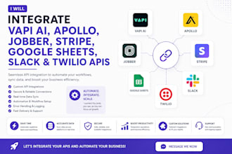 integrate vapi ai, apollo, jobber, stripe, google sheets, slack and twilio apis