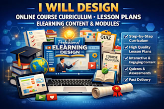design online course curriculum, lesson plans elearning content and modules