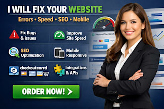 fix website errors speed SEO mobile layout checkout and integrations