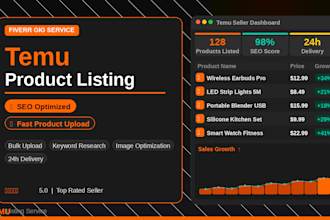 create SEO optimized temu product listing to boost sales and grow your shop