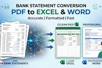 convert PDF bank statements to clean formatted and accurate excel and world