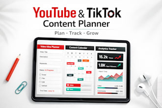design a youtube and tiktok content planner for creators