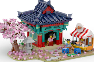 create 3d lego style modular buildings, houses, technic model and botanical sets