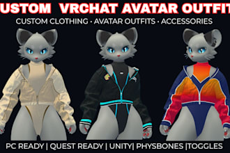 create custom vrchat clothing accessories outfits props weapons pc quest unity