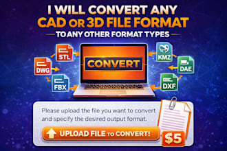 convert dwg dwf obj stl fbx rvt and other cad 3d files