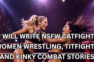 write nsfw catfight, women wrestling, titfights and kinky combat stories