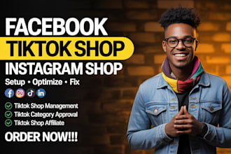 setup tiktok shop, facebook shop setup and instagram shop optimization