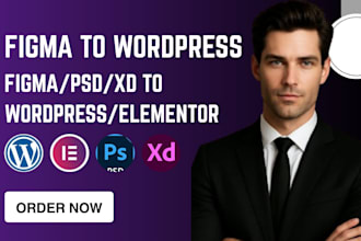 convert figma to wordpress psd to wordpress, figma to elementor, xd to wordpress
