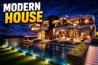 build a stunning modern minecraft mansion or house