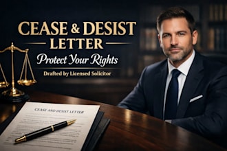 draft and send a cease and desist for online harassment or IP infringement