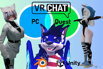 create custom vrchat avatar vrc 3d model furry anime rigged full body quest pc