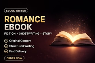 write romance ebook, erotic book cover fiction story and custom ghostwriting