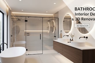 bathroom interior design renovation with 3d render, realistic 3d rendering