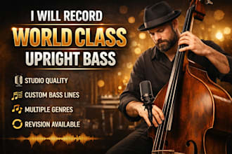 record world class upright acoustic bass for your music project