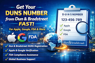 help with d u n s number for apple, google, fda form dun bradstreet