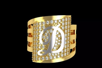 make 3d bold diamond ring,custom jewelry model,hair pin,3d bracelet for printing