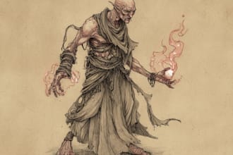draw dark fantasy horror art for your commercial products