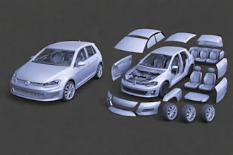 scale car model, 3d exterior car, body kit for resin or fdm print, replica model