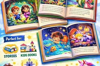 illustrate children storybook pages and kids book illustration