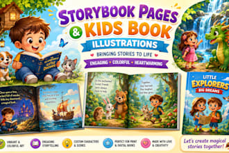 illustrate children storybook pages and kids book illustration