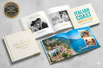 design wedding album, travel book design, memory and event photobook