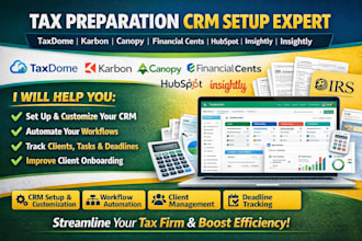 setup tax preparation CRM taxdome karbon canopy financial cent hubspot insightly