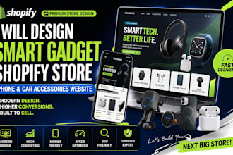 design smart gadget shopify store, phone, car accessories website