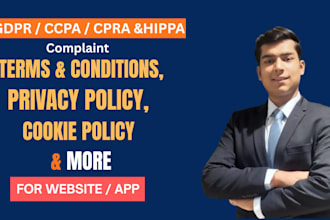 draft privacy policy, terms and cookie policy gdpr ccpa compliant
