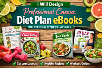 design professional canva diet plan ebooks with nutrition and fitness layout