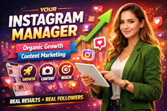 be your instagram manager for organic growth and social media content marketing