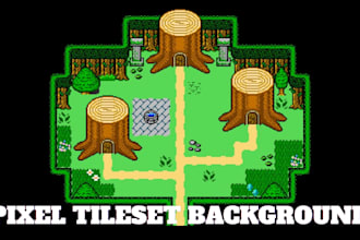 draw retro pixel game art map environment tileset background for rpg maker games