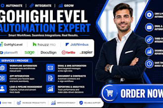 gohighlevel houzz pro jobnimbus planswift sage docusign twilio zapier automation