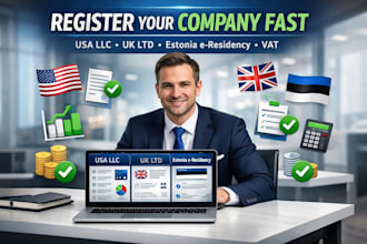 register USA llc, UK ltd, estonia e residency company formation and vat services