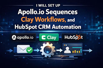 setup apollo io sequence, clay com, crm automation, hubspot crm workflow