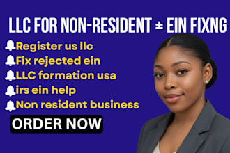 register US llc for non resident and fix rejected ein fast