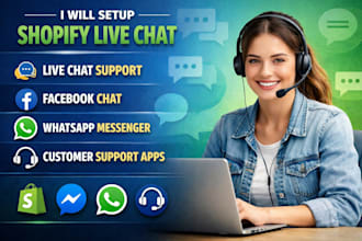 setup shopify live chat, facebook, whatsapp messenger and customer support apps