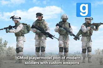 create a custom gmod playermodels, port, with high quality custom weapon