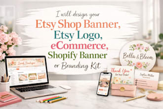 design etsy banner logo shopify banner or complete branding kit