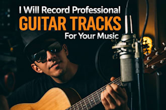record high quality electric or acoustic guitar in folk, pop, or country styles