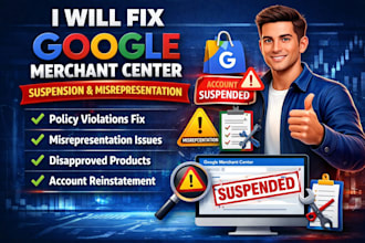 fix google merchant center suspension and misrepresentation issues shopping ads