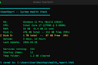 write a custom powershell script for windows automation or IT tasks