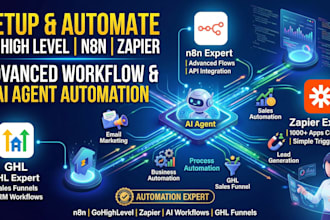 setup go high level, n8n workflow and zapier ai automation