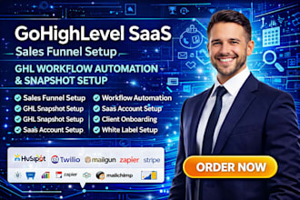 setup gohighlevel saas sales funnel ghl workflow automation ghl snapshot