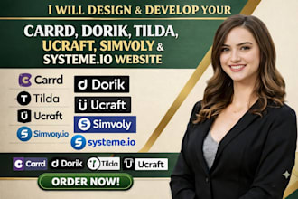 design and develop your carrd, dorik, tilda, ucraft, simvoly, systeme io website