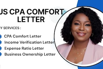 provide US CPA comfort letter, income verification and mortgage letter
