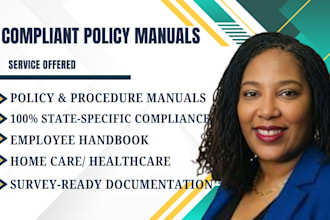 write healthcare policy manuals for home care, group home, nemt, assisted living
